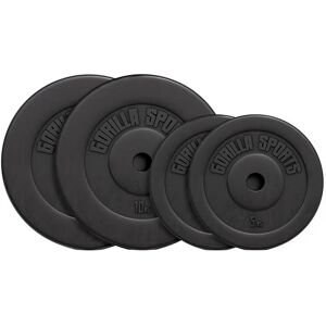 Gorilla SPORTS® Disques de Poids Individuel ou Ensemble, 1,25kg, 2,5kg, 5kg, 7,5kg, 10kg, 15kg, 27,5kg, 30kg, Ø 30mm, Plastique, Noir Disques d'Haltères, pour Musculation, Fitness, Domicile, Gym - Publicité