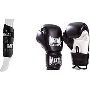 Metal Boxe Protège-Tibias Noir Taille XL & MB200 Gants de Boxe, Mixte Enfant, Noir 12 oz - Publicité