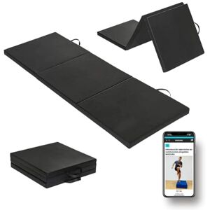 MOZURU Tapis de Gymnastique Pliable 60x180x5 cm   Yoga et Pilates Épais Antidérapant   Entretien Facile, Noir, Polychlorure de vinyle - Publicité