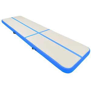 vidaXL Tapis Gonflable de Gymnastique avec Pompe Tapis d'Exercice Tapis de Yoga Kickboxing Taekwondo Tumbling Maison 600x100x20 cm PVC Bleu - Publicité