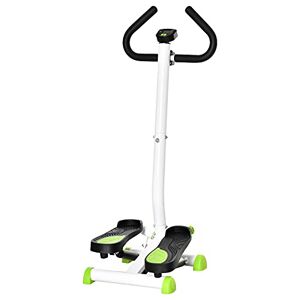 HOMCOM Stepper avec guidon stepper fitness appartement écran LCD résistance réglable exercise hanches jambes lombes pour la maison acier blanc vert noir - Publicité