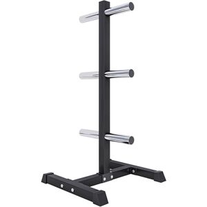 Gorilla SPORTS® Support pour Poids pour Disques Olympiques Ø 50 mm, 6 Barres, Charge Jusqu'à 350 kg, Acier, Noir/Blanc Rack de Rangement Poids, Stockage d'Haltères, Professionnel, Musculation, Gym - Publicité