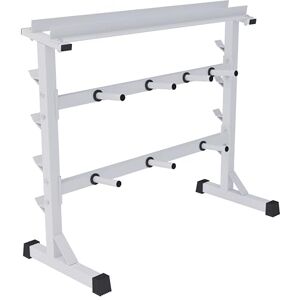 Gorilla SPORTS® Support pour Haltères à 3 Niveaux, pour Disques 30 mm, Charge Max 400 kg, Acier, Noir/Blanc/Argent Rack de Rangement Poids, Stockage d'Haltères, Repose Barre, Musculation, Gym - Publicité