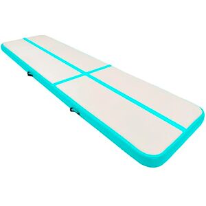 vidaXL Tapis Gonflable de Gymnastique avec Pompe Tapis d'Exercice Tapis de Yoga Kickboxing Taekwondo Tumbling Maison 600x100x15 cm PVC Vert - Publicité