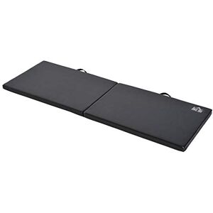 HOMCOM Tapis de gymnastique yoga pilates fitness pliable portable grand confort 180L x 60l x 5H cm revêtement synthétique noir - Publicité