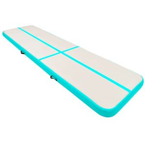 vidaXL Tapis Gonflable de Gymnastique avec Pompe Tapis d'Exercice Tapis de Yoga Kickboxing Taekwondo Tumbling Maison 800x100x20 cm PVC Vert - Publicité