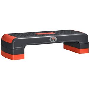 HOMCOM Stepper aérobic fitness hauteur réglable 3 niveaux surface antidérapante plastique 78 x 28 x 20 cm gris et rouge - Publicité