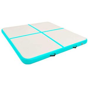 vidaXL Tapis Gonflable de Gymnastique avec Pompe Tapis d'Exercice Tapis de Yoga Kickboxing Parc Lutte Ecole Club Sportif 200x200x10 cm PVC Vert - Publicité