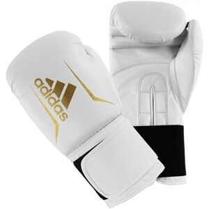 Adidas Gants de Boxe Homme et Femme pour Enfants 113,4 g, 170,1 g, 226,8 g, 283,5 g, 340,2 g, 396,9 g, 453,6 g, Vitesse 50, Blanc/doré, 414 ML (14oz) - Publicité