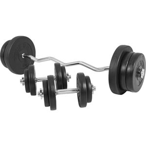 Gorilla SPORTS® Set Barre d'Haltères 70kg, 2 Barres Courts 35cm et Curl SZ 120cm, Ø30 mm, 14 Disques de Poids, 6 Fermetures, en Plastique Ensemble d'Haltères, Kit Haltère Musculation, Fitness, Gym - Publicité