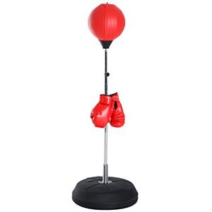 HOMCOM Sac de Frappe sur Pied Punching Ball sur Pied réglable en Hauteur 126-144 cm avec Gants, Pompe et Base de lestage pour Enfants et débutants Rouge - Publicité