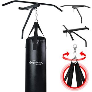 Physionics® Sac de Frappe avec Barre de Traction Rempli Sac, Sac : 19kg, (ØxH) 28x83cm, 4 Bandes Solides, Barre : en Acier, 82 cm de Largeur, Fixation Murale Pull Up Bar, Support pour Sac de Boxe - Publicité