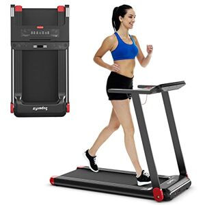 COSTWAY Tapis de Course Electrique, 1-12 KM/H, Moteur 550 W, Tapis de Fitness Pliable avec Application de Contrôle, Haut-Parleur Bluetooth, 12 Programmes, Écran LCD et Support d'Appareil (Rouge) - Publicité