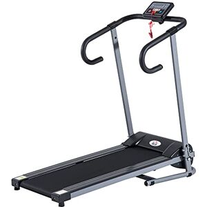 HOMCOM Tapis de Course Fitness électrique Pliable 1 à 10 Km/h écran LCD Multifonctions Puissance 500 W Gris foncé Noir - Publicité