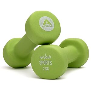 Apollo Set Haltères Musculation Courts   Poids Haltères Fitness, 2x2kg   Support d'Haltères Inclus Kit Musculation   Set Haltères Femmes & Hommes   Dumbbell   Haltères 2kg - Publicité