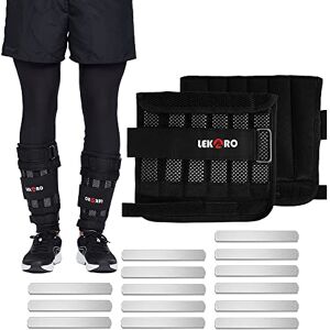 LEKÄRO Lot de 2 poids réglables pour cheville et poignet, poids de jambes amovibles pour homme et femme, fitness, marche, jogging, entraînement, 1 paire (max 5 kg) - Publicité