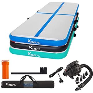 KM KM Fit KM Fit Tapis de gymnastique gonflable Airtrack 3 m Bleu Avec sac de transport, pompe à air électrique et kit de réparation Résistant aux UV Tapis de yoga, tapis d'entraînement - Publicité