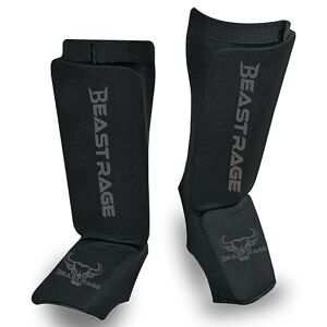 BEAST RAGE Protège-tibias pour Muay Thai, kickboxing, MMA, Taekwondo, boxe, arts martiaux, chaussettes élastiques rembourrées, protège-tibias, entraînement de sparring, karaté, BJJ (taille M, noir) - Publicité