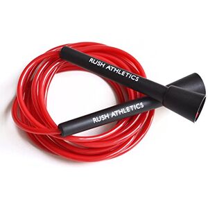 Corde de vitesse Rush Athletics jaune Corde à sauter idéale pour la boxe, le combat libre, l’entrainement cardio, le remise en forme, 3,35 m, noir/rouge - Publicité