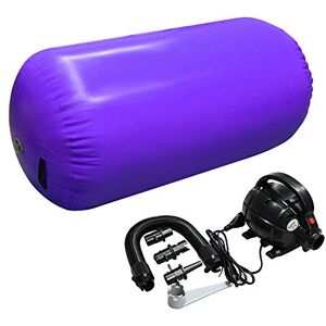 Home U Gonflable Air Roller Rouleau de Cylindre Gonflable Polyvalente avec Pompe Équipement Auxiliaire pour Gym/Yoga/Taekwondo/Fitness/Culbute Arrière (120x75cm, Violet) - Publicité