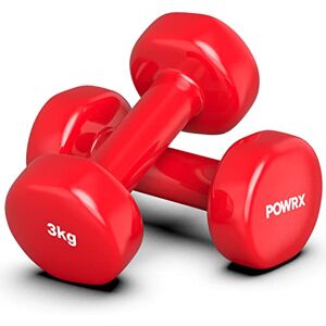 POWRX Haltères en Vinyle Paire d'halteres de musculation Poids musculation de sport, fitness, yoga (Rouge, 2 x 3 kg) - Publicité