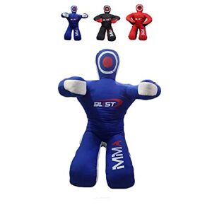 Blist MMA Dummy Judo Grappling Dummy Punching Bag BJJ JIU Jitsu Sitting Position Dummy Wrestling Martial Arts Boxing Karaté Training Dummy (UNFILLED) Blue Canvas, 40" (inches) Kids - Publicité