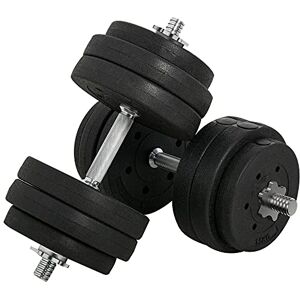 HOMCOM Ensemble d'haltères courtes total 30 kg dumbbell paires -poids réglable barres incluses entraînement musculaire & haltérophilie acier PU noir - Publicité