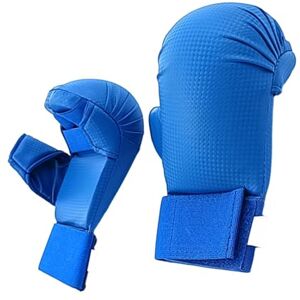 F Fityle Gants de Kickboxing Gants de karaté Gants d'arts Martiaux Gants de Boxe Respirants Gants MMA pour karaté Fitness Grappling Sparring, Bleu M - Publicité