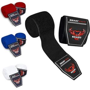 BEAST RAGE Bandages de Boxe pour Arts Martiaux de 4,5 m,Gants intérieurs,Sangles de Soutien pour Poignets, poinçonnage sous Les Mains, Phalanges (Noir de Jais, 2.5 M) - Publicité