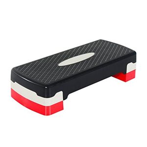 HOMCOM Stepper aerobic fitness hauteur reglable 2 niveaux surface antiderapante plastique 68 x 29 x 15 cm rouge noir et gris - Publicité