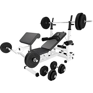 Gorilla SPORTS® Banc de Musculation Set de Haltères 100 kg, avec Support de Barres, Barre d'Haltère, Butterfly, Noir/Blanc Banc d'Haltérophilie, Multifonction, Station, Gym, Entrainement Complet - Publicité