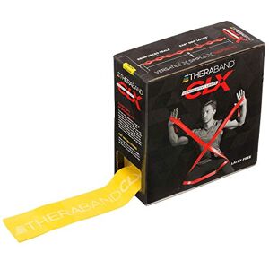 Theraband Bande élastique d'exercice CLX avec boucles consecutives, bande professionnelle sans latex pour thérapie physique, boite distributrice, 22 mètres, Jaune, résistance de 1.4kg à l'étirement - Publicité