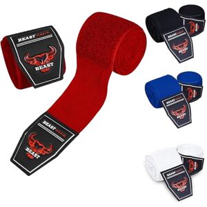 BEAST RAGE Bandages de Boxe pour Arts Martiaux de 4,5 m,Gants intérieurs,Sangles de Soutien pour Poignets, poinçonnage sous Les Mains, Phalanges (Rouge Jet, 4.5 M) - Publicité