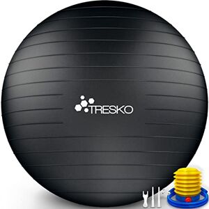TRESKO® Ballon de Gymnastique   Anti-éclatement   Boule d'assise   Balle de Yoga   Balles d'exercices Fitness   300 kg   avec Pompe à air   Noir   55cm - Publicité
