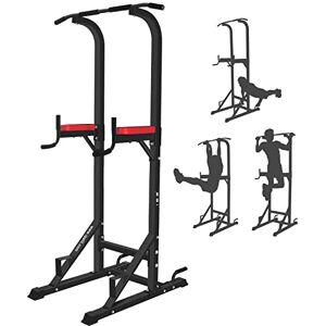 SPORTNOW Station de musculation multifonction avec barre de traction  hauteur réglable sur 6 positions noir et rouge