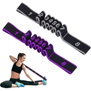 NHGAA 2 Pièces Bande de Resistance, Bande Elastique Fitness, Elastique Fitness avec 8 Anneaux Bandes de Résistance Multi Boucles, Sangle d'exercice pour Yoga Danse Gymnastique(Violet Gris) - Publicité