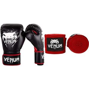 Venum Contender Gants de Boxe Mixte Enfant, Noir/Rouge, 8oz & EU-VENUm-0430-Red Kontact Bande 2,5 m Rouge - Publicité