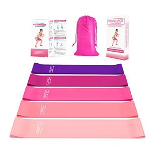 SWINILAYA Bande Élastique Fitness, [Lot de 5] Bande de Résistance Élastique en Latex Équipement d'Exercices pour Musculation Pilates Yoga -5 Niveaux de Force-avec Sac de Rangement - Publicité