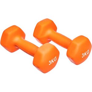 Amazon Basics Paire d'haltères en néoprène, 6 Kg, 2 lot de 3 kg, Orange - Publicité