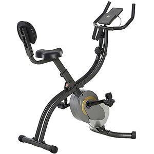 HOMCOM Vélo d'appartement magnetique pliable vélo de Fitness vélo d'intérieur selle réglable dossier guidon écran LCD multifonction bandes résistance acier gris noir - Publicité