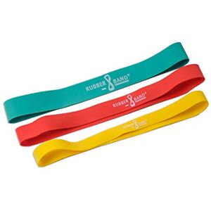 Dittmann Rubber Band Lot de 15 bandes en caoutchouc, 5 de chaque couleur (jaune, rouge et vert), 3er Kombi (1 x je Farbe) - Publicité