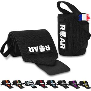 Roar® Protege poignet musculation, Bande poignet musculation, protege poignet crossfit, protège poignet wrist wraps, ceinture crossfit protection, protège poignet musculation (Noir) - Publicité