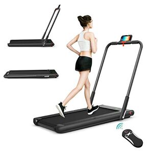 RELAX4LIFE Tapis de Course Pliable Électrique avec Écran, Bluetooth Haut-Parleuret Télécomode, Tapis de Marche 2-en-1 avec Vitesse 1-12KM/H Capacité 120KG pour Maison, Gym, Bureau (Noir) - Publicité