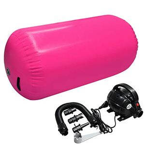 Home U Gonflable Air Roller Rouleau de Cylindre Gonflable Polyvalente avec Pompe Équipement Auxiliaire pour Gym/Yoga/Taekwondo/Fitness/Culbute Arrière (120x75cm, Rose) - Publicité