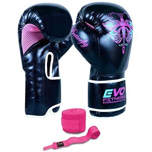 EVO Fitness Femmes Gel Rex Cuir Gants De Boxe Sac De Frappe MMA Muay Thai Arts Martiaux Kick Boxing 8 Oz - Publicité