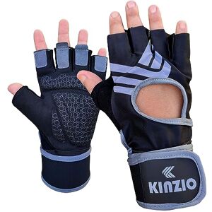 KINZIO Gants Musculation Gants de Fitness Gant de Sport Antiderapant Femme et Homme pour Entraînements, Gym, Cyclisme, Gymnastique, Halterophilie (L, Gris) - Publicité