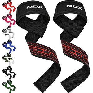 RDX Sangle Musculation Gym Levage Support de Poignet Bandage Fitness Lifting Straps Entraînement Bodybuilding Haltérophilie Flex Gel Grips Gymnastique (Noir pointillé) - Publicité