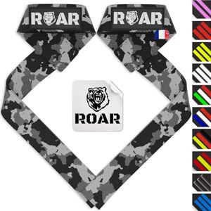 Roar® Sangles de Levage Musculation, Sangle Musculation Poignet, Lifting Straps Musculation, Sangle de Tirage Musculation, Strap Musculation, Sangle Halterophilie, Bande Poignet avec Gel (Cammo) - Publicité