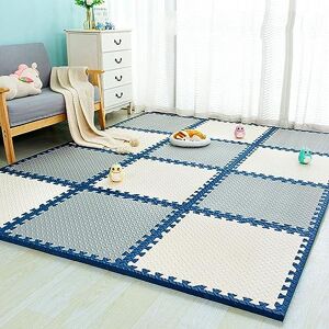 WEGHS Tapis d'exercice à 9 Carreaux emboîtables de 24" x 24" avec Bordures, Tapis Doux et Confortable de 0,47" d'épaisseur pour Les activités d'intérieur - Publicité