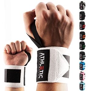 ATHLETIC AESTHETICS Bande Poignet Musculation Protège Poignet (45 cm en Paire) Bandage pour Poignet pour Entraînement de Force, Fitness, Bodybuilding, Crossfit Support pour Poignet avec Guide d'exercices en PDF - Publicité